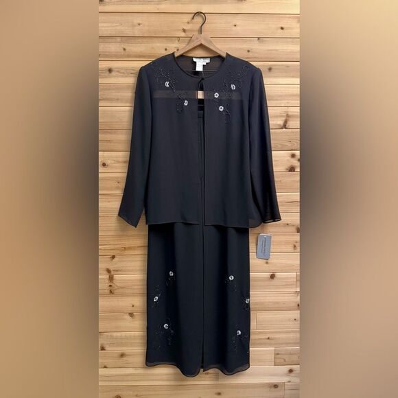 NWT Adrianna Papell Evening Essentials Sz L Cardigan Wide Leg Flowy Pants Set - Picture 1 of 15